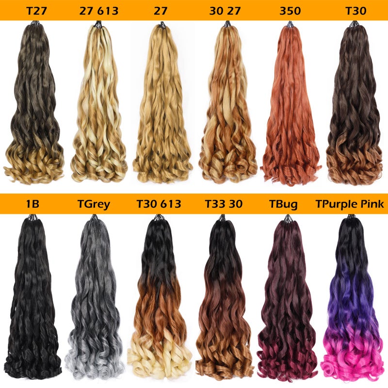Colorful Queen Pre Stretched Braiding Hair 22 Inch Bouncy French Curly Braiding Hair Natural Black Loose Wavy Crochet Braids Hair for Women (7 Packs, 1B#) - Image 5