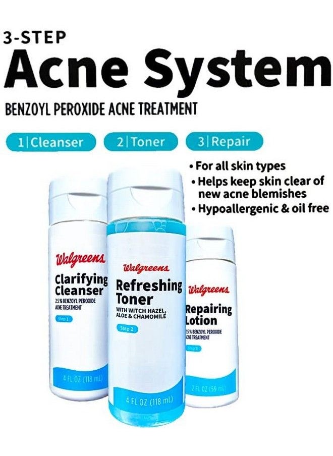 Walgreens - Complete Acne Treatment Kit 3 Simple Step Acne Kit Benzoyl Peroxide Based Cleanser Refreshing Toner & Spot Treatment Repairing Lotion 1.0 Fl Oz - Image 1