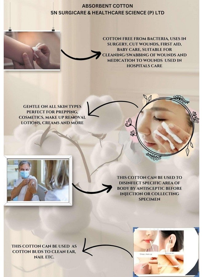 Absorbent Cotton Roll (500 Gram Gross High Quality - Ideal for Makeup Removal,Medical Use - CE & ISO Certified (Pack Of 1) - Image 3