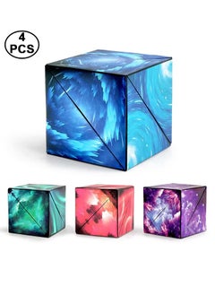 4Pcs Shape Shifting Box, Infinity Cube Box, Magnetic Geometry Rubik's Cube, Collapsible 3D Decompression Box Set, Educational Toy for Kids Adults