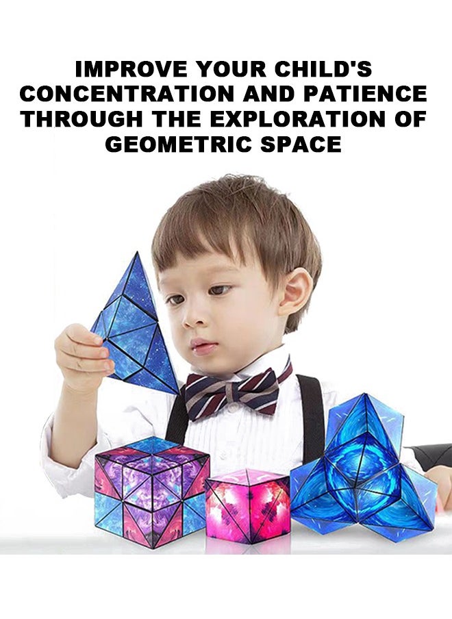 Generic - 4Pcs Shape Shifting Box, Infinity Cube Box, Magnetic Geometry Rubik's Cube, Collapsible 3D Decompression Box Set, Educational Toy for Kids Adults - Image 1