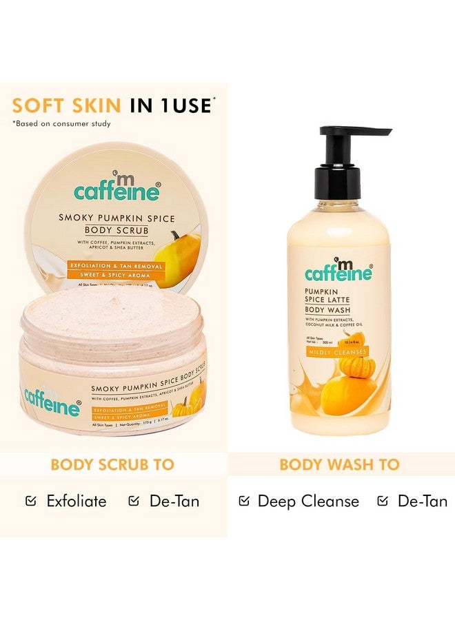 MCaffeine Pumpkin Spice Cleanse & Detan Duo For Glowing Skin| Mildly Cleanses, Exfoliates, Detans|Pumpkin Body Wash - 300Ml & Pumpkin Body Scrub - 175 G | Sweet & Spicy Pumpkin Aroma For Men & Women  - Image 3