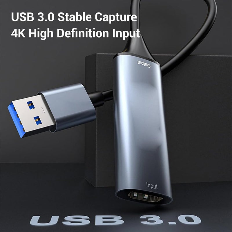 بطاقة تحويل HDMI إلى USB C، تدعم تسجيل فيديو بدقة 4K بمعدل 30 إطارًا في الثانية أو 1080p بمعدل 60 إطارًا في الثانية، قابلة للتشغيل التلقائي ومتوافقة مع برامج مثل OBS وأجهزة الكمبيوتر - Image 3