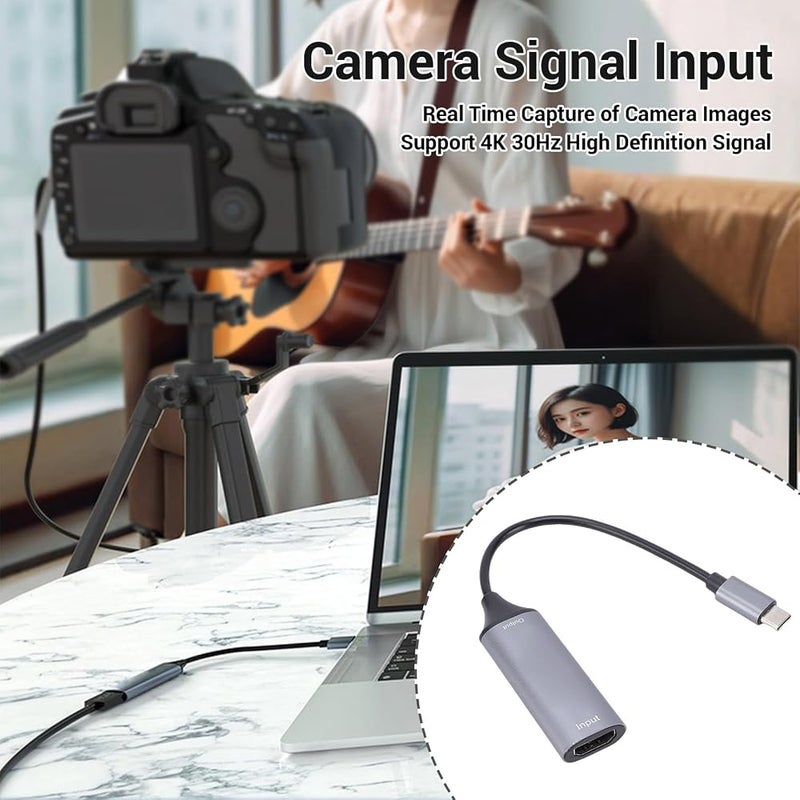 بطاقة تحويل HDMI إلى USB C، تدعم تسجيل فيديو بدقة 4K بمعدل 30 إطارًا في الثانية أو 1080p بمعدل 60 إطارًا في الثانية، قابلة للتشغيل التلقائي ومتوافقة مع برامج مثل OBS وأجهزة الكمبيوتر - Image 4