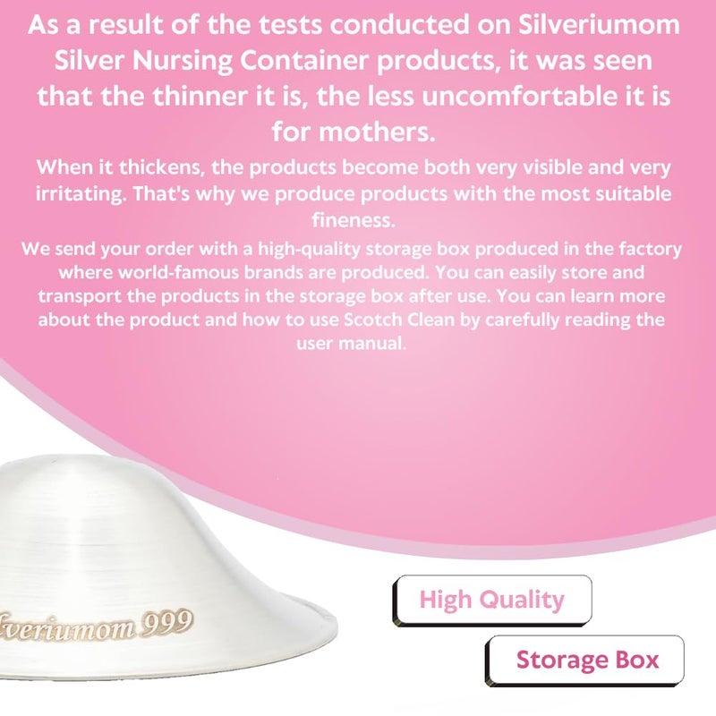 Silveriumom Healthy first touch كؤوس الرضاعة الفضية الأصلية من سيلفيريوموم - واقيات الحلمة للرضاعة الطبيعية للمواليد الجدد - 100% فضة نقية 999 ويدوية الصنع - أغطية الحلمة للرضاعة (عادية) - Image 3
