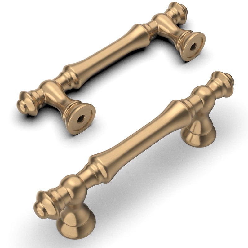 Amerdeco 10 Pack Champagne Bronze Cabinet Pulls 3 Inch(76mm) Hole Center Cabinet Hardware Kitchen Cabinet Handles for Bathroom Drawer Pulls Dresser Pulls ZH0014 - Image 1