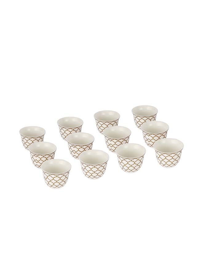 Royalford 12 Piece Bone China Cawa Cup Set- RF12114/ 80 ml Capacity, Heat-Resistant, Scratch-Resistant, Perfect for Serving Traditional Drink, Arabic Coffee Multicolor - Image 5