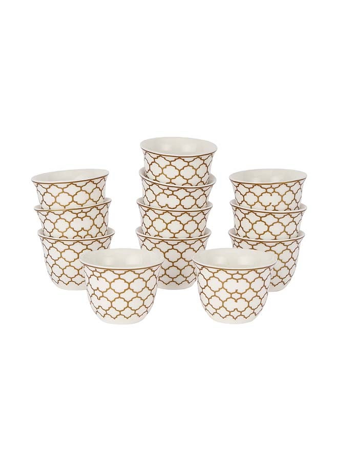 Royalford 12 Piece Bone China Cawa Cup Set- RF12114/ 80 ml Capacity, Heat-Resistant, Scratch-Resistant, Perfect for Serving Traditional Drink, Arabic Coffee Multicolor - Image 1