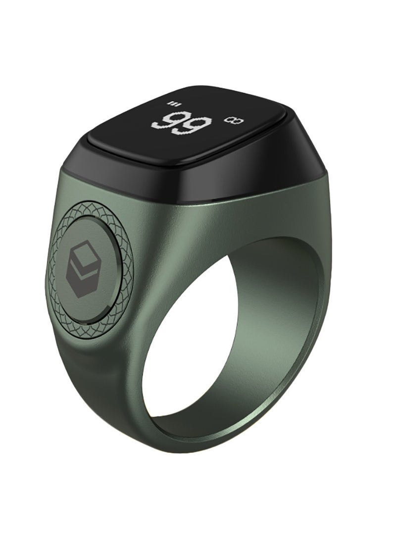 إيكيبلا خاتم iQIBLA الذكي للتسبيح والذكر بشاشة OLED مقاس 0.42 بوصة وخاتم ذكي معدني يعمل بالتطبيق وعداد التسبيح وتقنية تذكير الصلاة وخاتم بلاستيكي مزود بخمسة تذكيرات بأوقات الصلاة وخاتم iQibla الذكي للذكر والذكر M02 وخاتم ذكي معدني طويل مزود ببطارية احتياطية 18 مم وأخضر داكن - Image 1