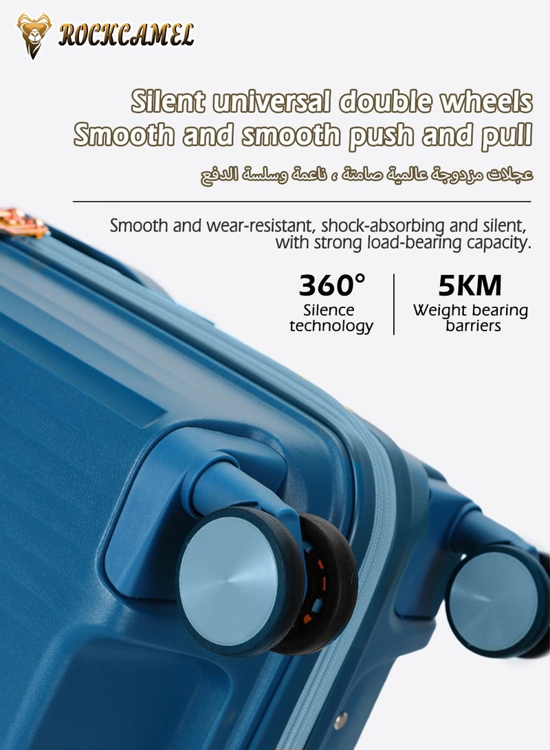 ROCKCAMEL Stylish Suitcase Set 3 Pieces, 20/24/28 Inch Hard Shell Luggage Set With Spinner Wheels, Anti-Drop Carry-On Trolley Suitcase Set For Men Women (Blue) - Image 5