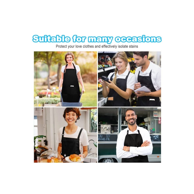SOLARAE Chefs Apron for Men and Women Top notch Black Bib Aprons Water And Oil Resistant Chefs Apron Black Bib Aprons Kitchen Apron Premium Quality Bulk Bib Aprons Professional Chef Aprons for Cooking - Image 2