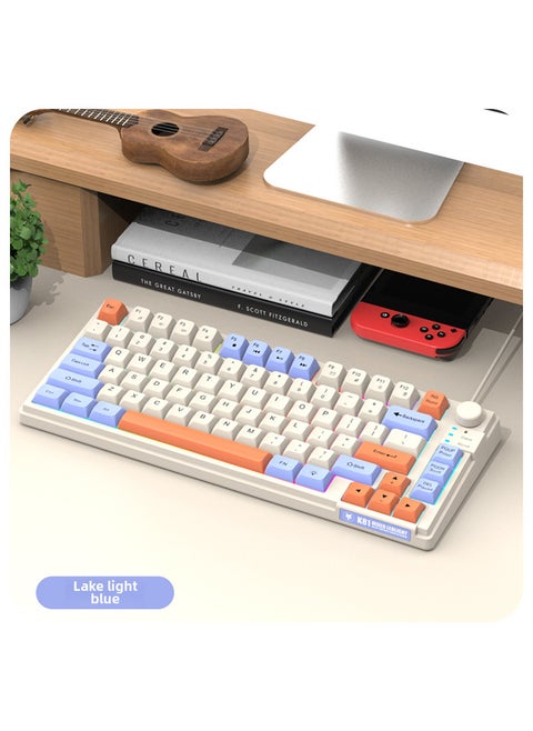 K81 Gaming Wired Keyboard MDA Keycaps Tri-Color Backlit lake light blue