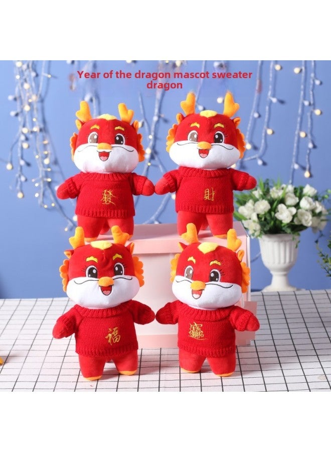 2024 Year Of The Dragon Mascot Zodiac Sweater Dragon Plush Toy Doll Annual Meeting Activity Opening Red Gift With Logo-Specifications:28cm Red Sweater Dragon  - Image 1