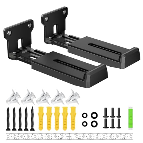 ZUOLACO Soundbar Wall Mount Bracket for Samsung, Bose, Vizio, LG, Sony, JBL, Sonos and More Sound Bar Mounts Under TV, Hold up to 33 lbs, Depth Adjustable 3.6”-6.4”, Soundbar Shelf, Black - Image 1