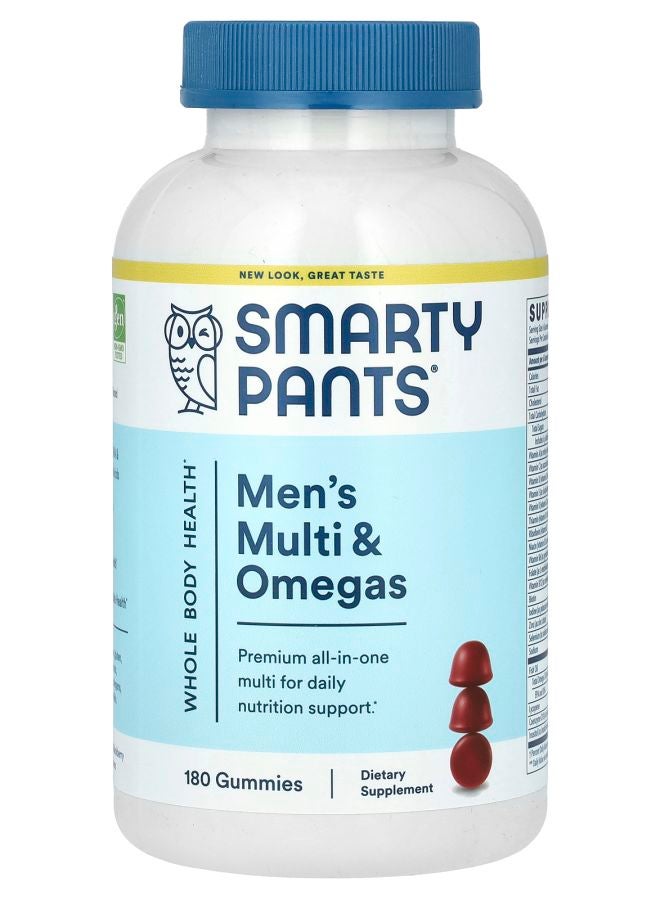 SmartyPants Men's Multi & Omegas Gummies Lemon  Creme Blueberry and Blackberry 180 Gummies