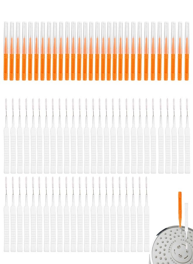 lasuroa 80pcs Shower Head Cleaning Tools, Including 30 Clean Brushes & 50 Shower Head Hole Cleaner Picks Practical Unclogger Tools for Small Holes Sink Gaps (Orange & White - Image 1