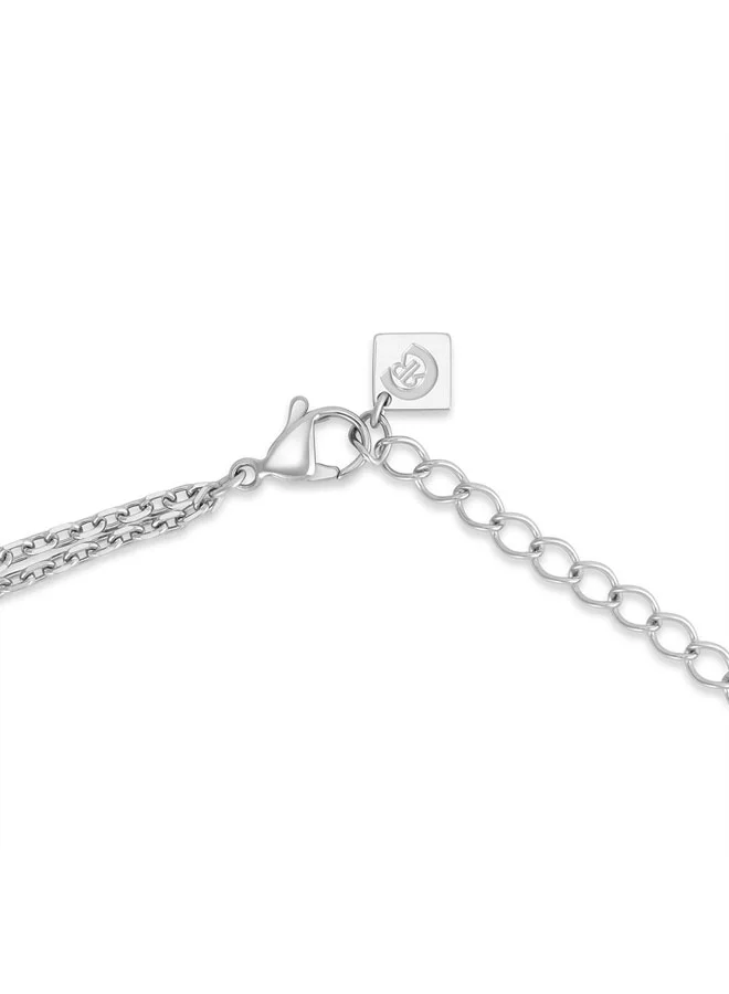 CERRUTI 1881 Luciana Silver Double Layer Round Motif Necklace