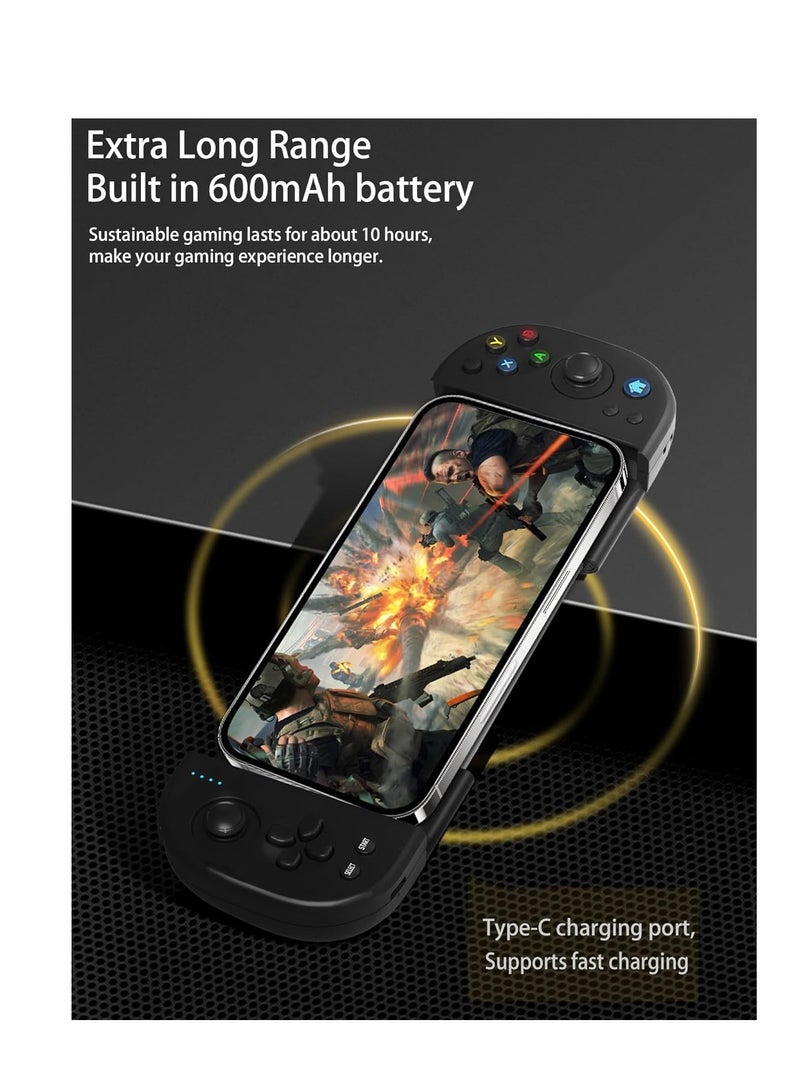 KASTWAVE Mobile Gaming Controller for iPhone Android PC iOS Wireless Gamepad Joystick for iPhone 15/14/13/12/X, iPad, MacBook, Samsung Galaxy S23/S22/S21, TCL, LG, Tablet, Turbo, 18+H Battery Life, Direct Play - Image 2