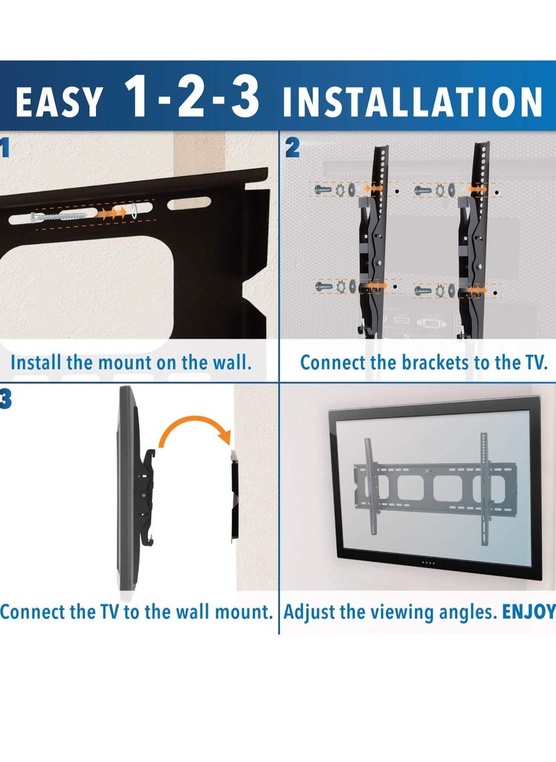 ELTRAZONE TV Wall Mount Bracket for 40-70 inch LCD, LED, or Plasma Flat Screen TV - Super-Strength Load Capacity 220 lbs - 15 Degree Tilt Up & Down, Max VESA 850x450 Free 6 ft HDMI Cable  - Image 4