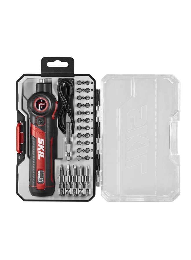 SKIL Twist 2.0 Rechargeable 4V Screwdriver with Pivoting Head, Torque Setting, USB-C Charging Cable, 28 PC Bit Set & Carrying Case- SD5619-02 - Image 1