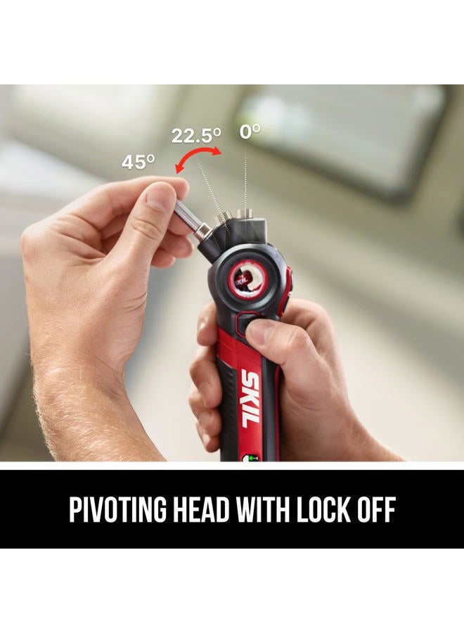 SKIL Twist 2.0 Rechargeable 4V Screwdriver with Pivoting Head, Torque Setting, USB-C Charging Cable, 28 PC Bit Set & Carrying Case- SD5619-02 - Image 2
