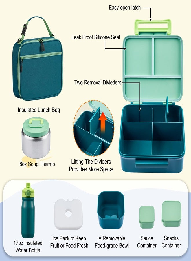 JXXM Bento Box, 4 Compartments with Bag(Green) - Image 3