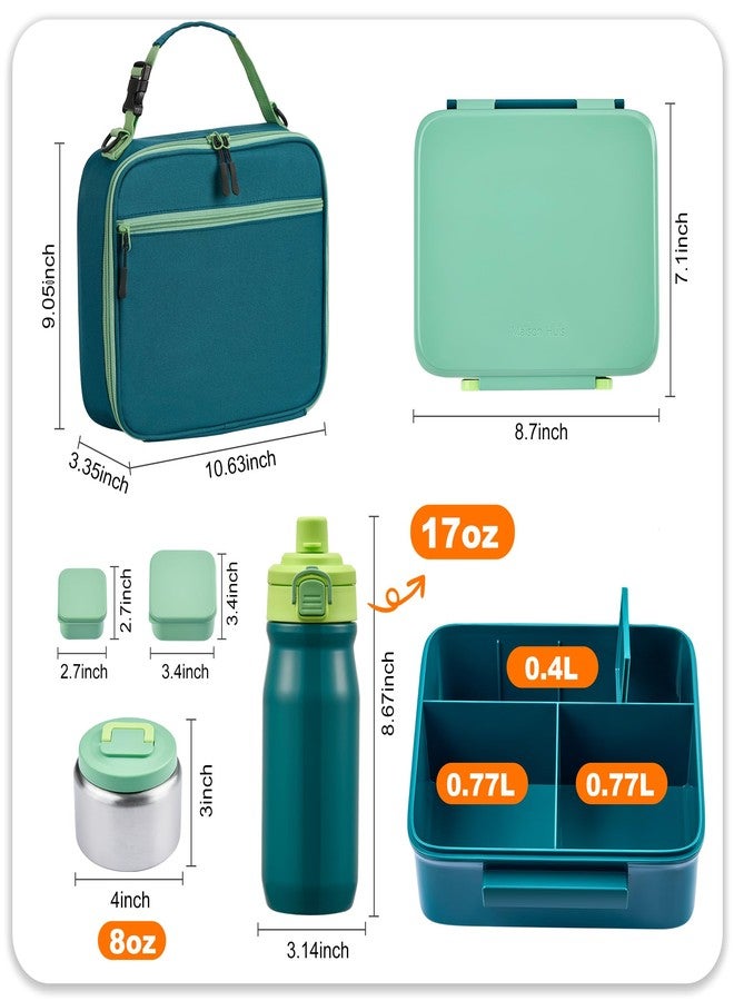 JXXM Bento Box, 4 Compartments with Bag(Green) - Image 2