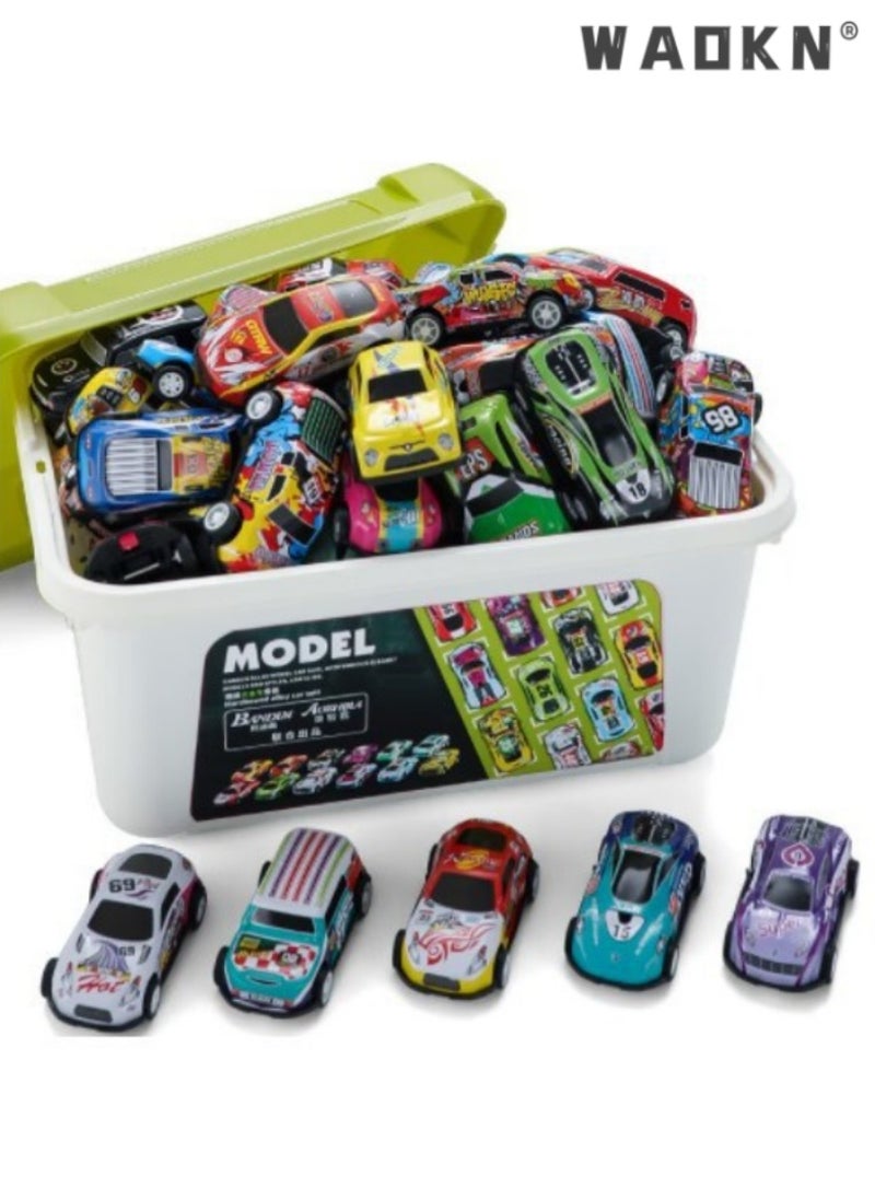 WAOKN Set of 30 Alloy Racing toy Cars, Pull-Back Toy Cars with Storage Box, Ideal Gift for Children, Perfect for Collectors and Enthusiasts, Durable Design, Convenient Storage,Playtime Fun  - Image 2