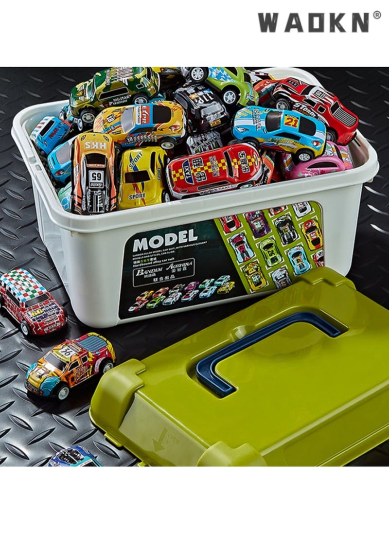 WAOKN Set of 30 Alloy Racing toy Cars, Pull-Back Toy Cars with Storage Box, Ideal Gift for Children, Perfect for Collectors and Enthusiasts, Durable Design, Convenient Storage,Playtime Fun  - Image 1