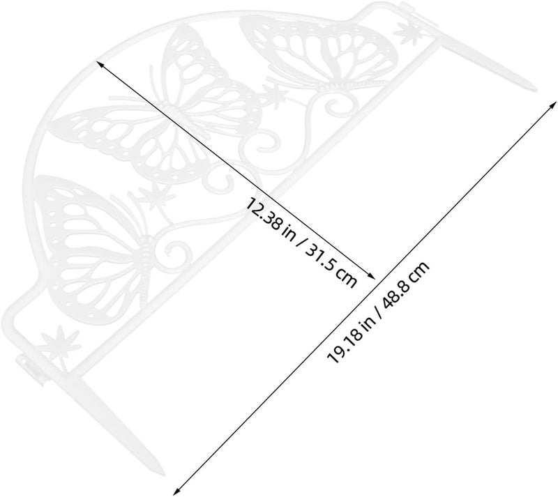 KICHOUSE 4pcs Outdoor Plastic Garden Fence Panels with White Butterfly Pattern, Picket Fence Edgings for Lawn Flowerbeds, Plastic Yard Border Fencing for Landscaping and Garden Path - Image 2
