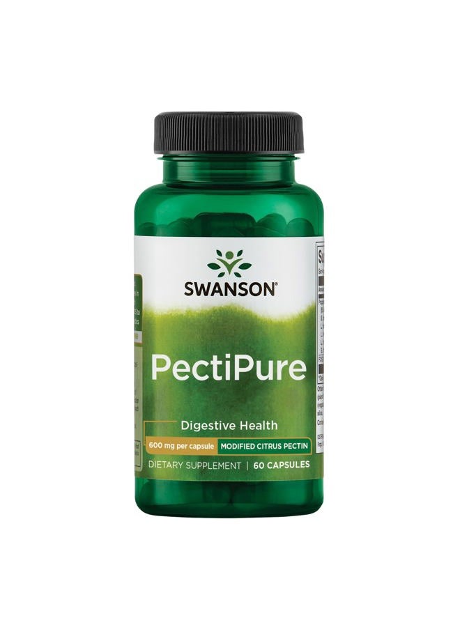SWANSON PectiPure Modified Citrus Pectin Cellular and Digestive Health Supplement for Wellness-Conscious Adults - 82% Galacturonic Acid (60 Capsules, 600 mg Each) - Image 1