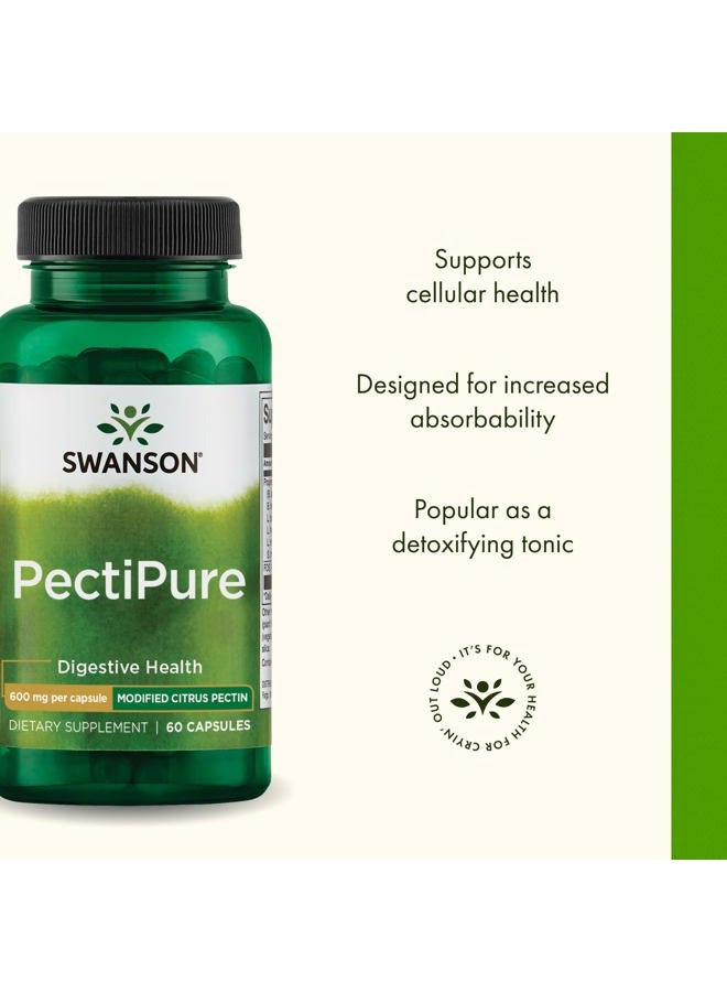 SWANSON PectiPure Modified Citrus Pectin Cellular and Digestive Health Supplement for Wellness-Conscious Adults - 82% Galacturonic Acid (60 Capsules, 600 mg Each) - Image 4