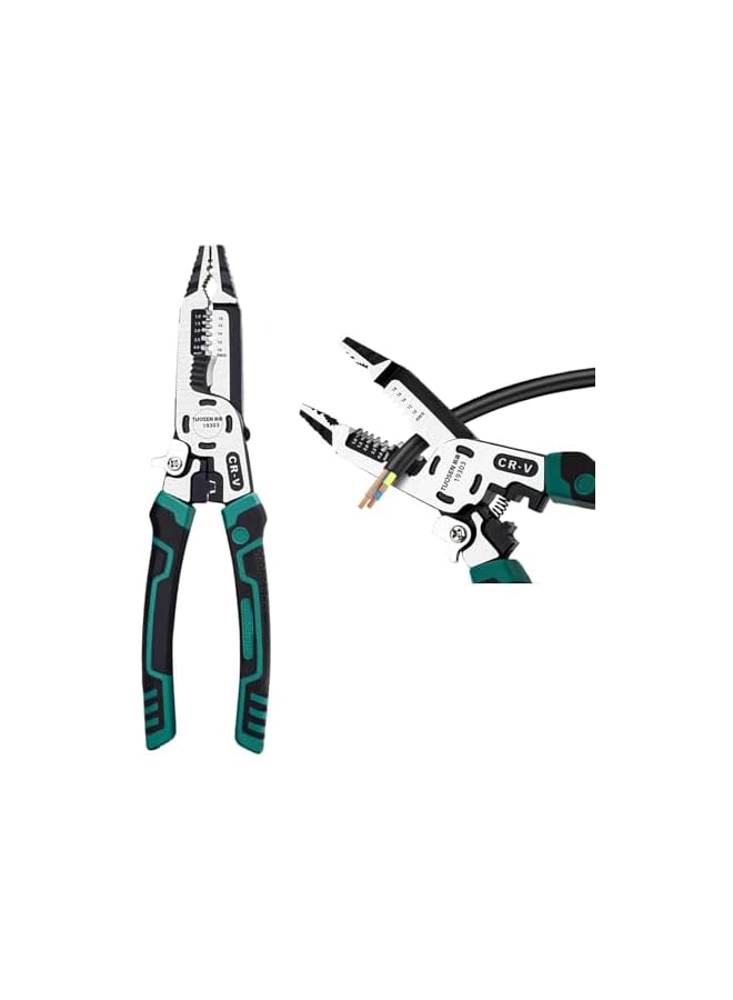 PROMASS 10-in-1 Wire Stripper Tool - Wire Strippers Cable Cutters,CR-V Multifunctional Plier with Wire Stripper Crimper Side Cutter, Electric Cable Shearing Screw Gripping Pliers Home Tools - Image 2