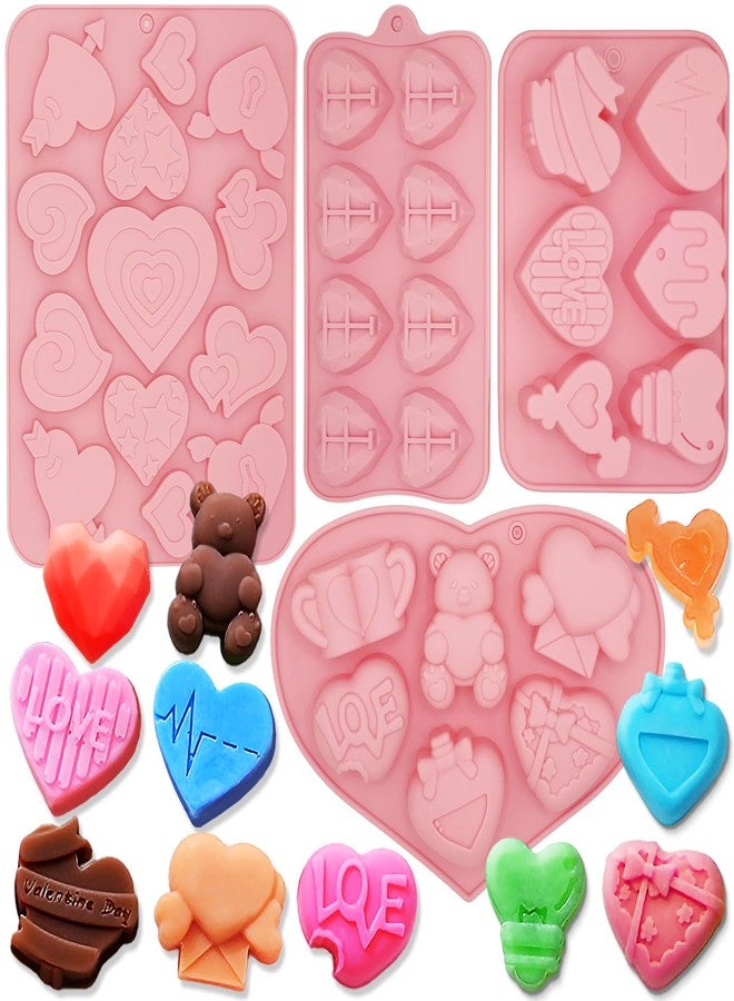 LLPMutu 4PCS Mother's Day Mold Heart Shape Silicone Molds Mother's Day Silicone Molds Non-Stick Baking Molds for Valentine's Day Wedding Party Supplies Cake Chocolate Fondant Candy Cookie Soap Wax Making - Image 1