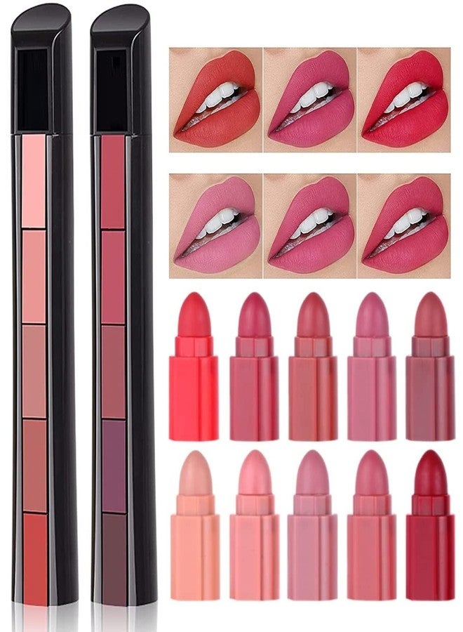 Aasakt Combo of 2 Fabulous Matte Shades 5 Lipstick in 1, (Red + Nude) Edition Lipstick Set (20 ml) - (Pack of 2) - Image 1