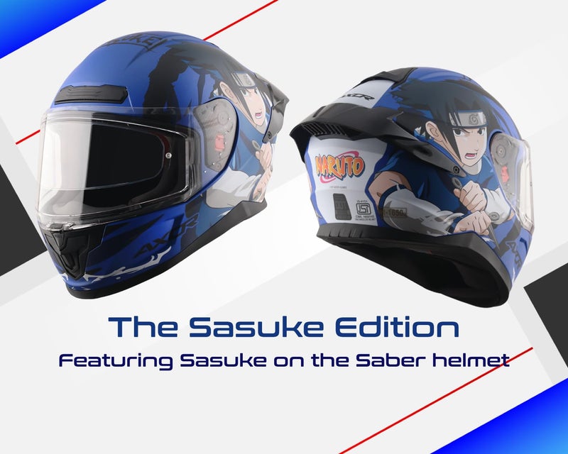 Axor Saber Sasuke ISI ECE and DOT Certified Matte Finish Full Face Helmet for Men with Pinlock Fitted Clear Visor -Dull Blue Black-XL - Image 3