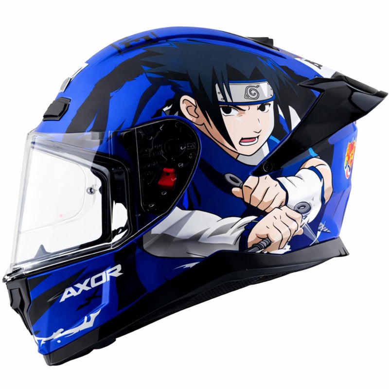 Axor Saber Sasuke ISI ECE and DOT Certified Matte Finish Full Face Helmet for Men with Pinlock Fitted Clear Visor -Dull Blue Black-XL - Image 2