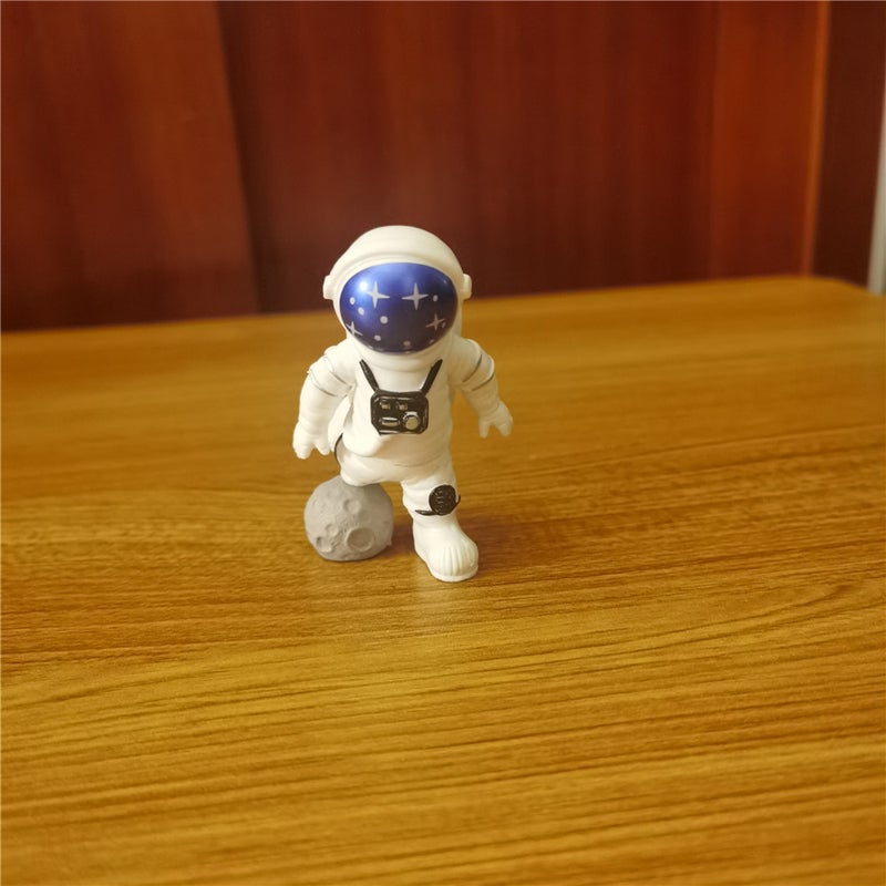 Generic Astronaut Astronaut Star Resin Model Car Ornaments Birthday Cake Baking Decoration Space 3-piece Set Kicker Blue 1