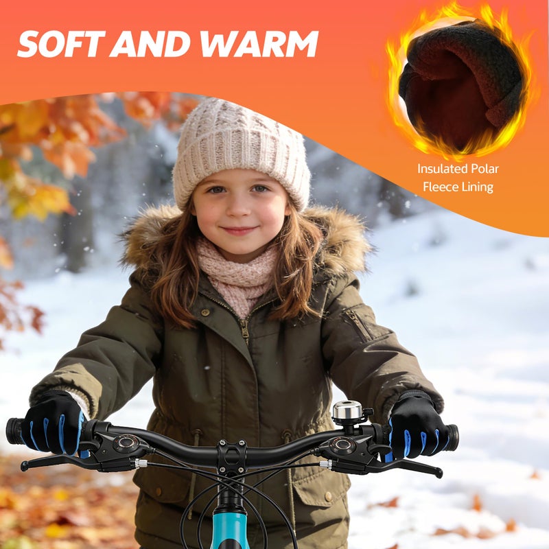Sukeen Kids Winter Gloves, Touchscreen Anti-Slip Cycling Gloves for Kids Boys Girls, Lightweight Boys Gloves for Running Cycling Biking Sports Outdoor, Blue, L - Image 2