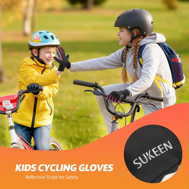 Sukeen Kids Winter Gloves, Touchscreen Anti-Slip Cycling Gloves for Kids Boys Girls, Lightweight Boys Gloves for Running Cycling Biking Sports Outdoor, Blue, L - Image 5