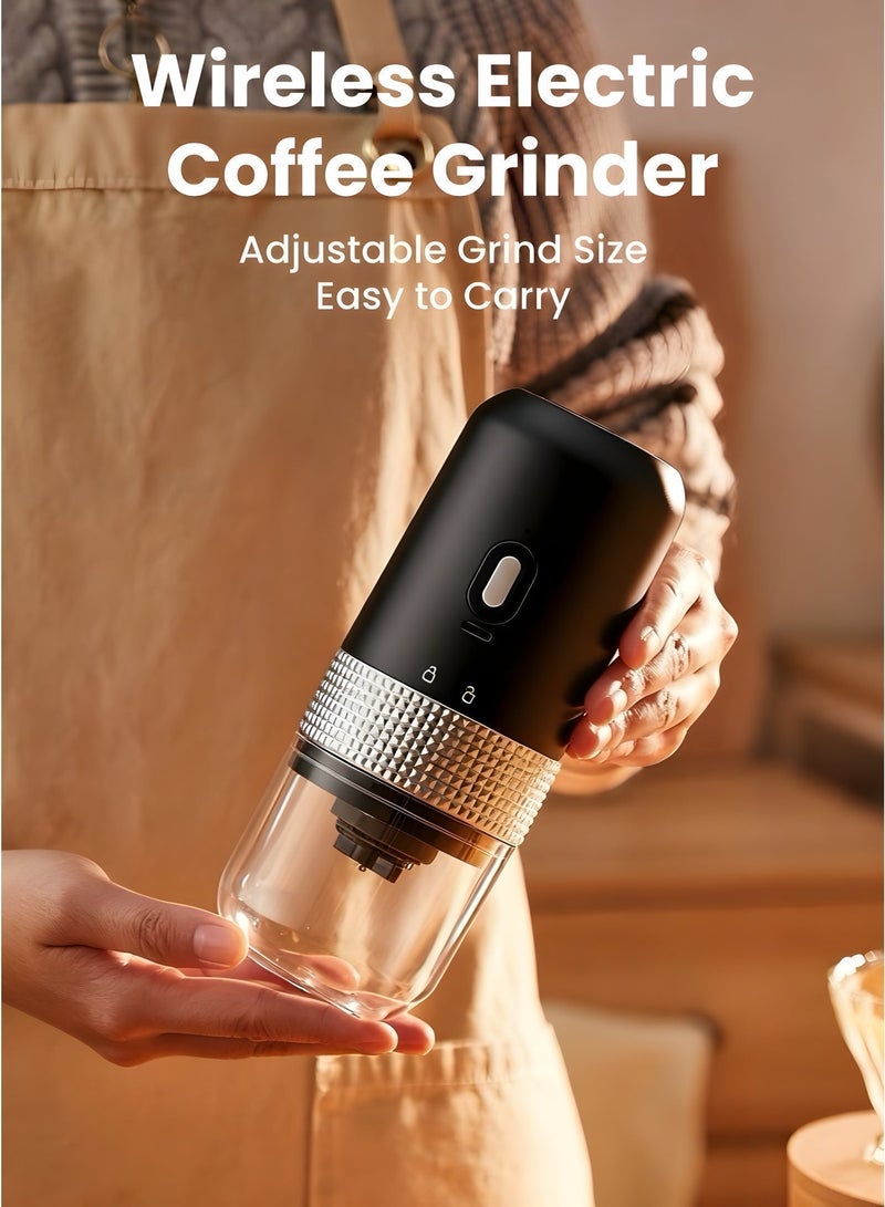 Portable Burr Coffee Grinder, USB Rechargeable Electric Coffee Grinder with Ceramic Burr, Adjustable Grind Settings for Arabic Coffee, Espresso & French Press for Camping & Office - Image 2