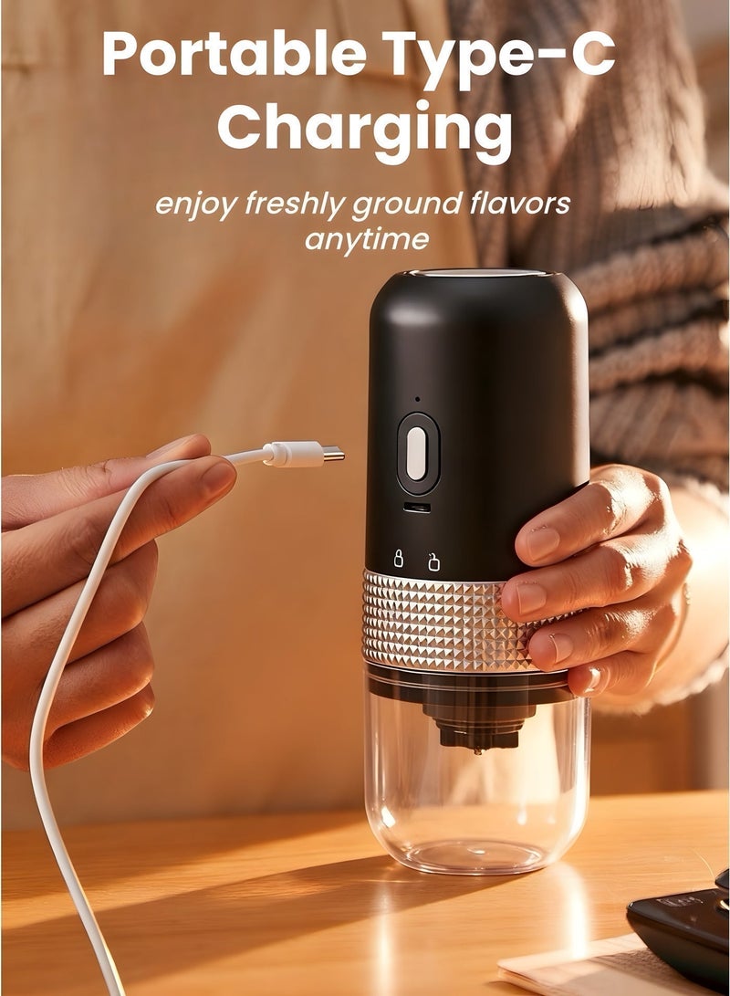 Portable Burr Coffee Grinder, USB Rechargeable Electric Coffee Grinder with Ceramic Burr, Adjustable Grind Settings for Arabic Coffee, Espresso & French Press for Camping & Office - Image 5