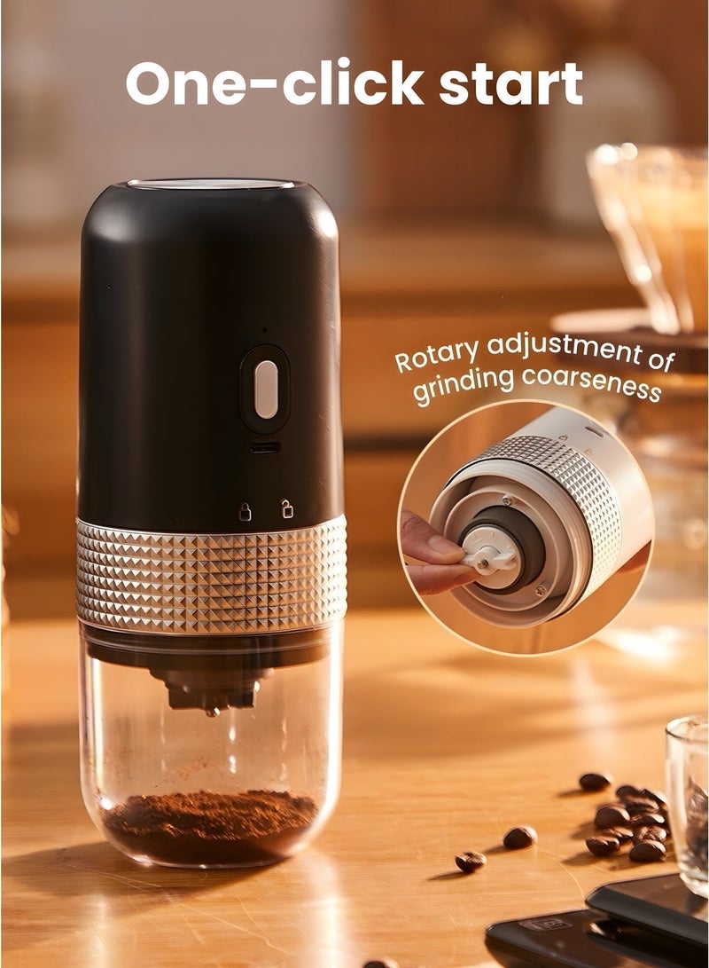 Portable Burr Coffee Grinder, USB Rechargeable Electric Coffee Grinder with Ceramic Burr, Adjustable Grind Settings for Arabic Coffee, Espresso & French Press for Camping & Office - Image 3