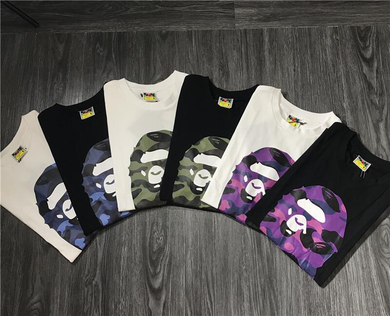 Japanese Trendy Brand Bape Classic Camouflage Ape Head Letter Printed Loose Short-Sleeved T-Shirt For Men And Women Couple - Image 4