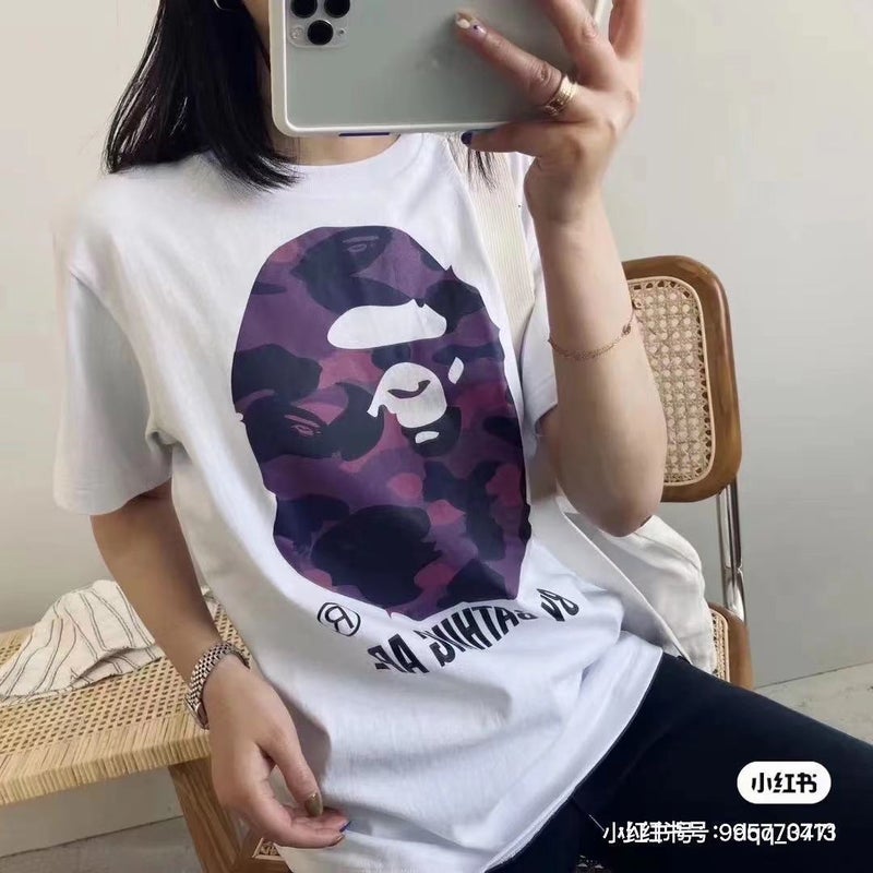 Japanese Trendy Brand Bape Classic Camouflage Ape Head Letter Printed Loose Short-Sleeved T-Shirt For Men And Women Couple - Image 5