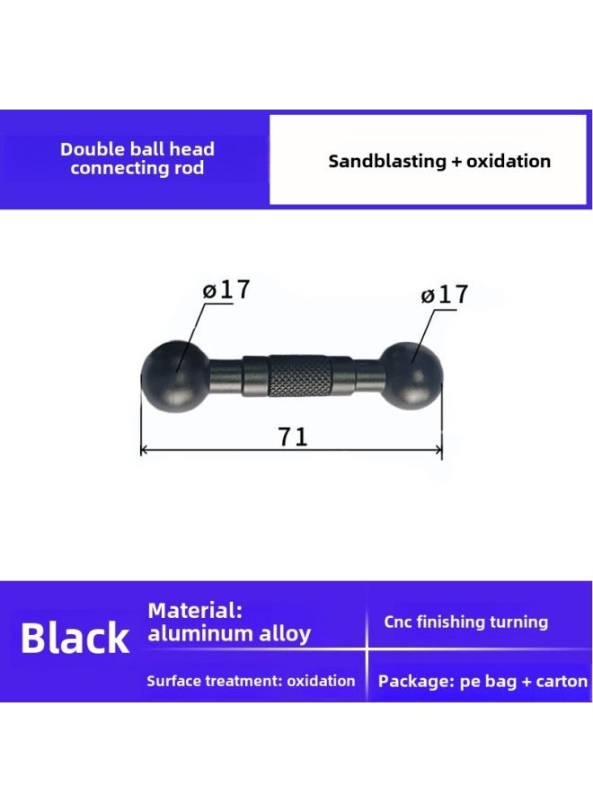 13 15/17/20/25 Aluminum Alloy 1/4 Screw Ball Head Mobile Phone Bracket Modified Live Photography Bracket Accessories-Color:17mm Double Ball Head - Image 1