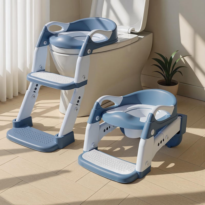 Wanchouse 3in1 Potty Training Seat Training Toilet Potty Chair Height AdjustableToddler Toilet Seat for Kids Foldable Potty Training Toilet with Splash Guard AntiSlip Steps - Image 2