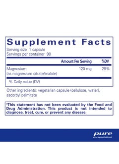 بيور إنكابسيليشن Pure Encapsulations Magnesium (Citrate/Malate) - مكمل غذائي من المغنيسيوم لدعم الاستفادة من العناصر الغذائية والطاقة وصحة العظام والقلب* - مع سترات المغنيسيوم ومالاته - إمداد لمدة 3 أشهر  - Image 2