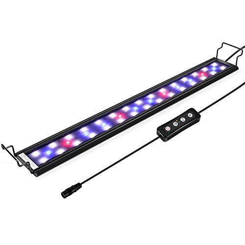 hygger 9W Full Spectrum Aquarium Light with Aluminum Alloy Shell Extendable Brackets White Blue Red LEDs External Controller for Freshwater Fish Tank 1218 inch - Image 1