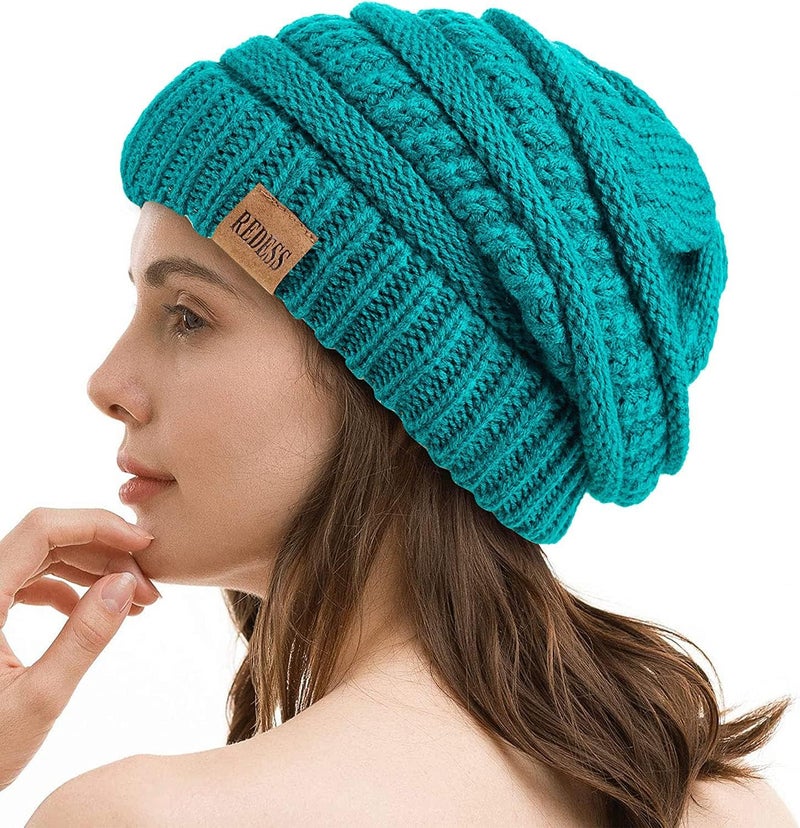 REDESS Slouchy Beanie Hat for Men and Women Winter Warm Chunky Soft Oversized Cable Knit Cap - Image 1